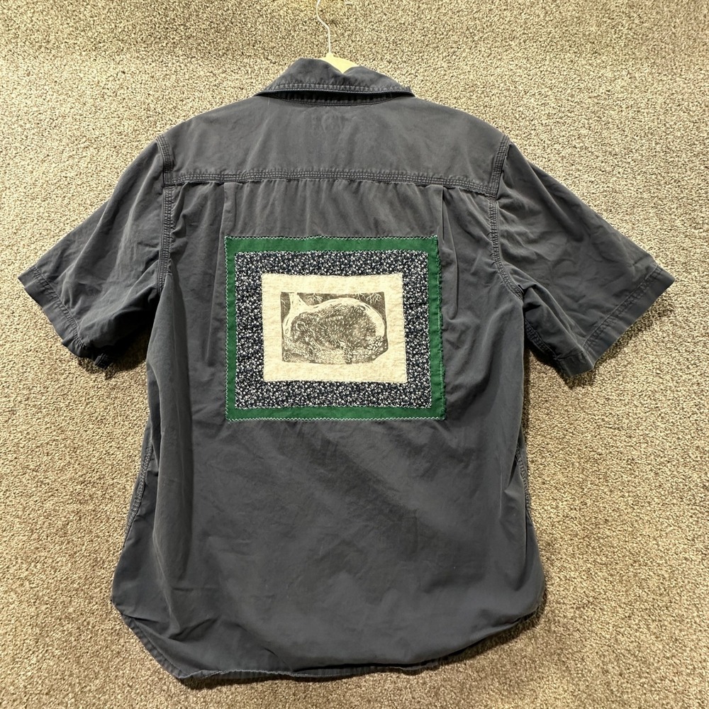 Carhartt Men's Short Sleeve Button-Down Shirt with Custom Rabbit Patch